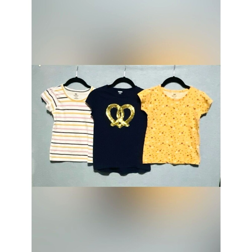 Lot of 3 Girls Shirts Size 5-8 Gymboree Navy Pretzel Pink Velvet Floral Striped